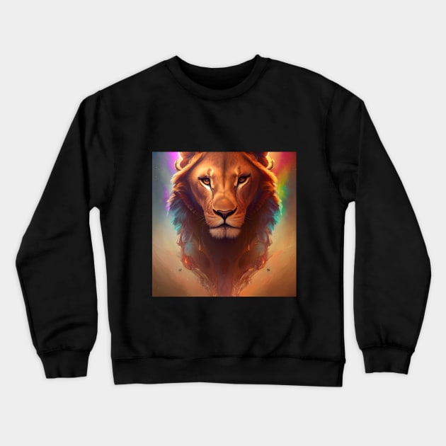 Colorful Lion Crewneck Sweatshirt by vickycerdeira